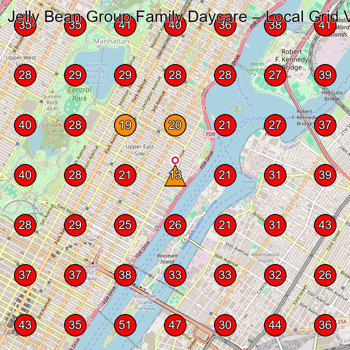 Jelly Bean Group Family Daycare GeoGrid visibility map for Preschool in New York